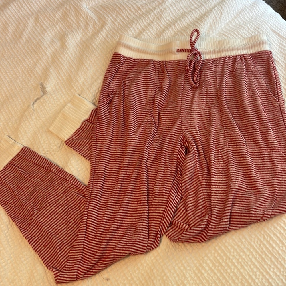 Super soft red and white joggers